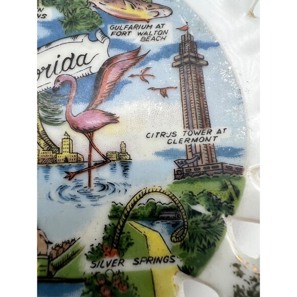 Vintage Florida Souvenir Plate 5” Pierced Heart Border Bok Tower - Picture 6 of 7